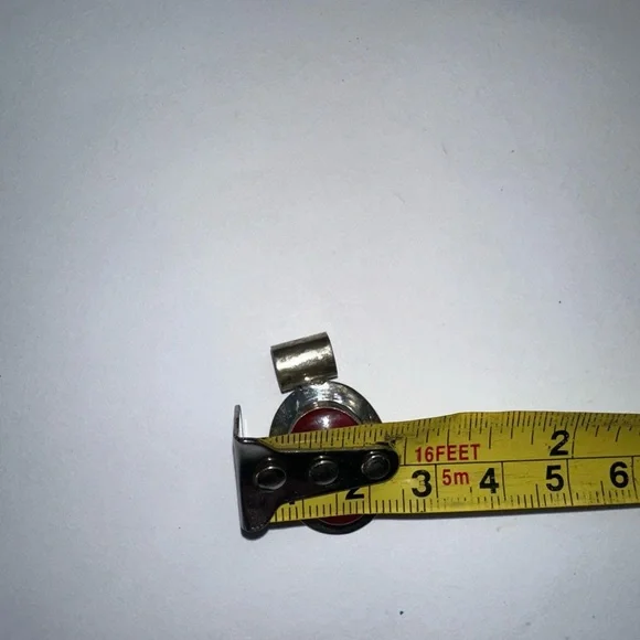 Red Coral & 925 Sterling Silver Oval Shape Pendant - Picture 6 of 6